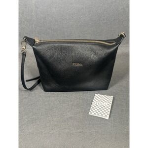 Furla Womens Black Pebbled Leather Crossbody Bag Gold Hardware Authentic